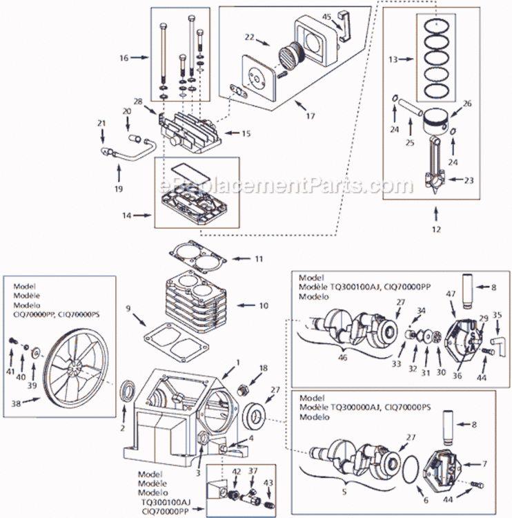 Page A Diagram and Parts List for CIQ70000PP 1999 Campbell Hausfeld Compressor